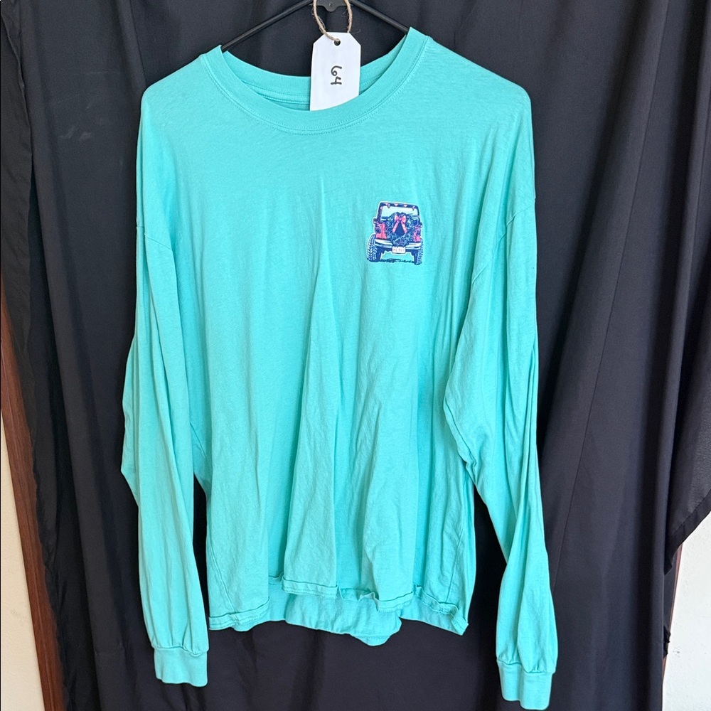 #64–Vibrant Teal Long Sleeve Women's Top
